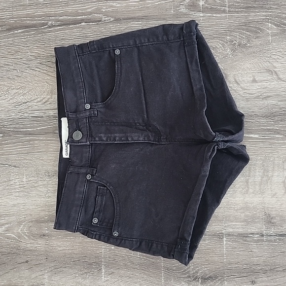 Garage Retro High Waist Jean Short Black Roll Hem Stretch Denim Size 00 - Picture 2 of 11